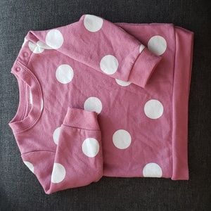*EUC* Cat& Jack Polka Dot Fleece Top - Pink & White 3-6M